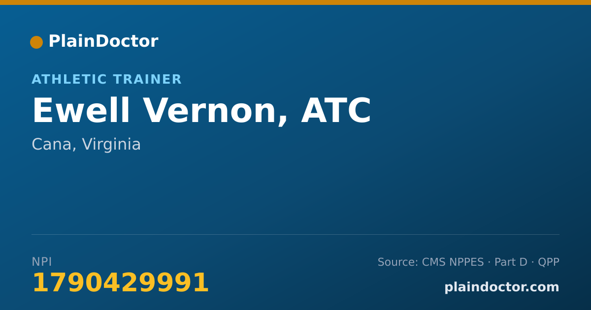 Shareable card for Ewell Vernon, ATC - Athletic Trainer, Cana, VA