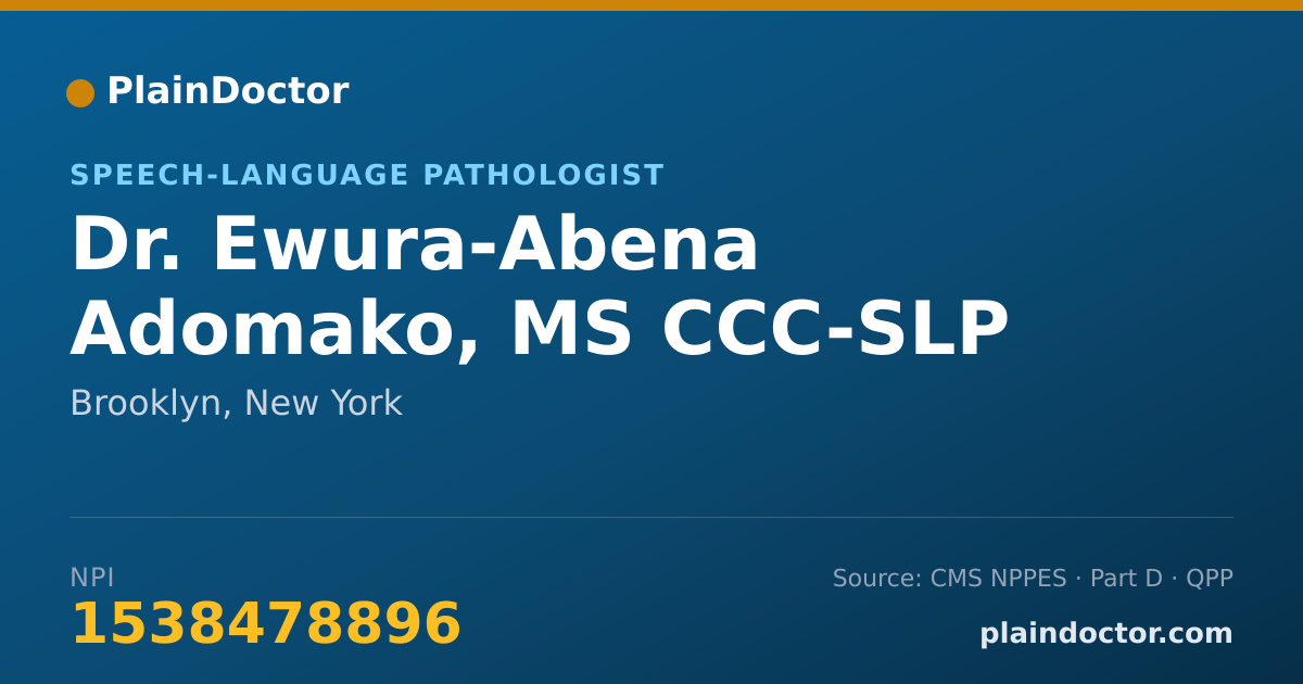 Shareable card for Ewura-Abena Adomako, MS CCC-SLP TSSLD - Speech-Language Pathologist, Brooklyn, NY