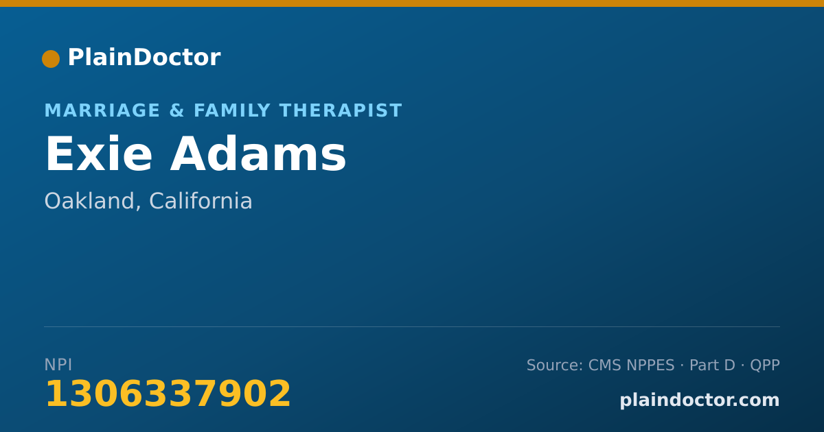 Shareable card for Exie Adams - Marriage & Family Therapist, Oakland, CA