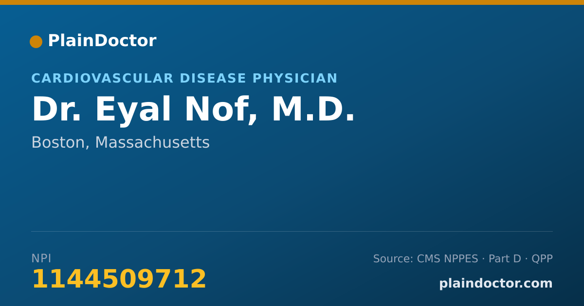 Shareable card for Eyal Nof, M.D. - Cardiovascular Disease Physician, Boston, MA