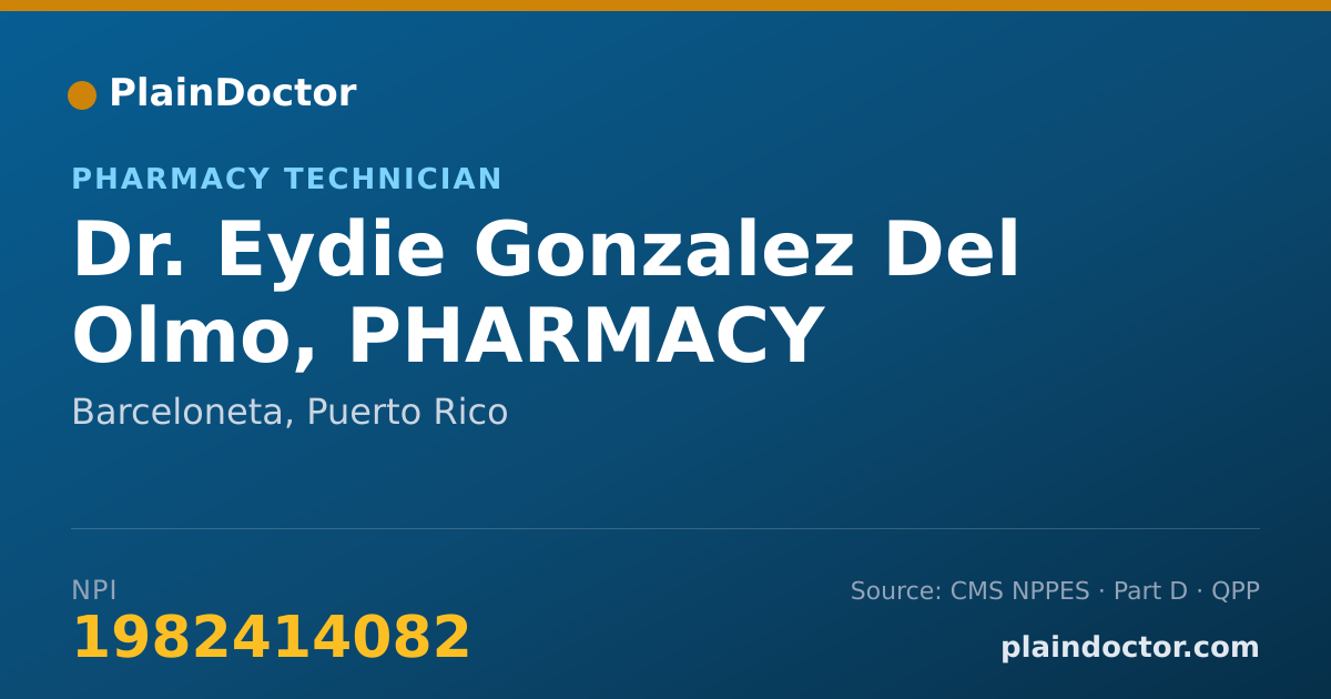 Shareable card for Eydie Gonzalez Del Olmo, PHARMACY TECHNICIAN - Pharmacy Technician, Barceloneta, PR