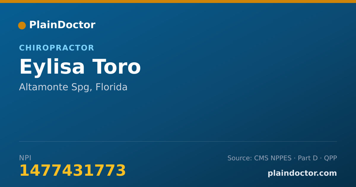 Shareable card for Eylisa Toro - Chiropractor, Altamonte Spg, FL