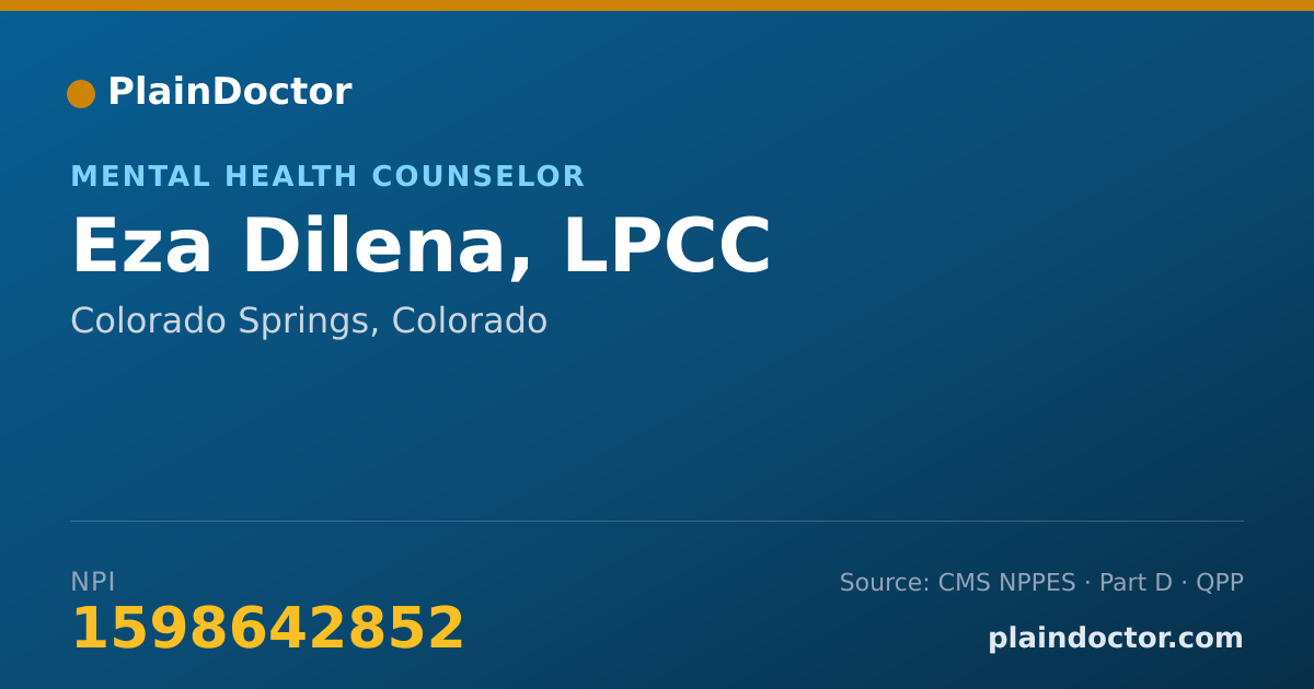 Shareable card for Eza Dilena, LPCC - Mental Health Counselor, Colorado Springs, CO