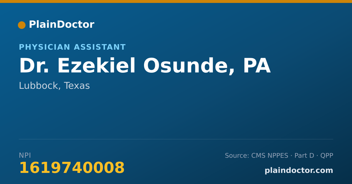 Shareable card for Ezekiel Osunde, PA - Physician Assistant, Lubbock, TX