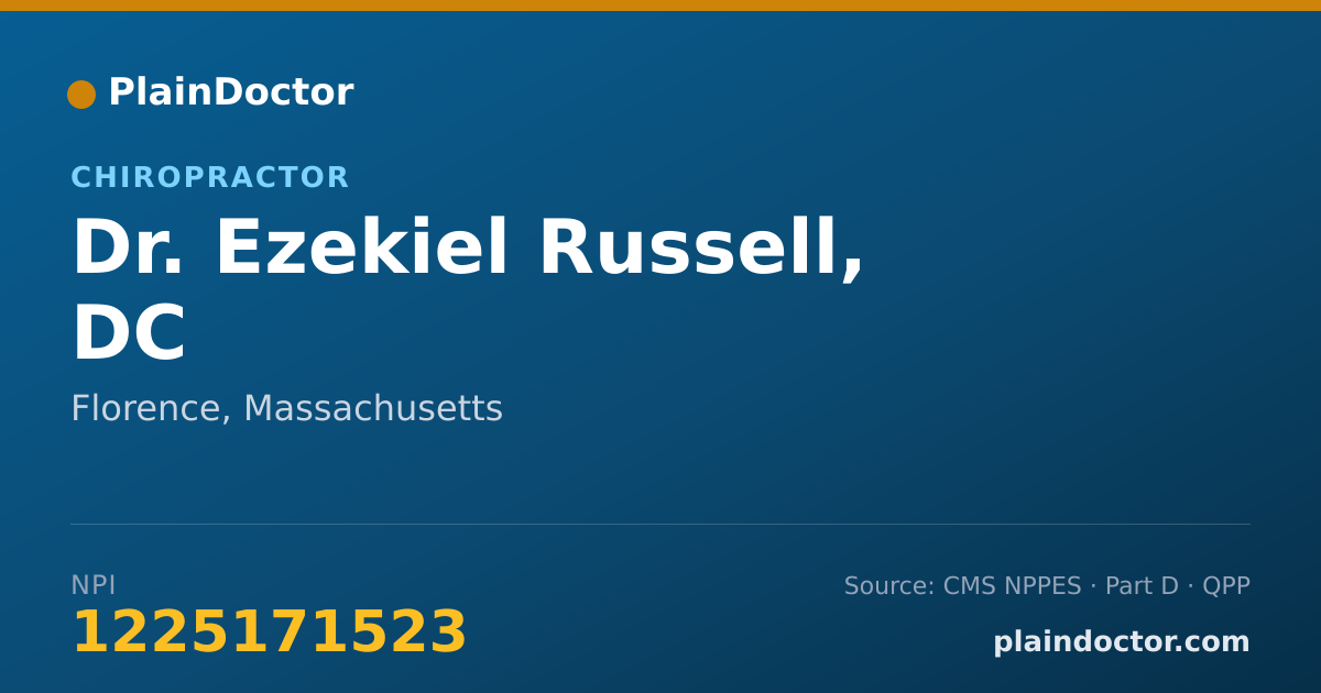 Shareable card for Ezekiel Russell, DC - Chiropractor, Florence, MA