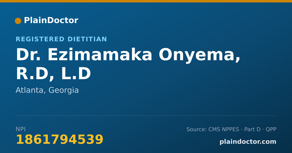Shareable card for Ezimamaka Onyema, R.D, L.D - Registered Dietitian, Atlanta, GA