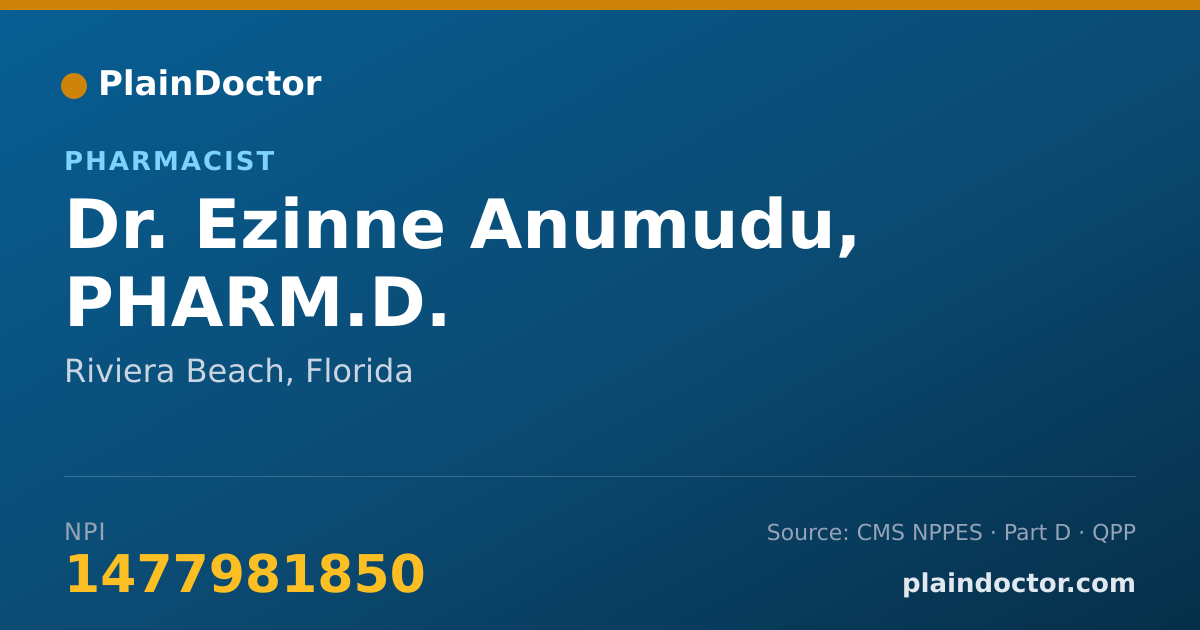 Shareable card for Ezinne Anumudu, PHARM.D. - Pharmacist, Riviera Beach, FL