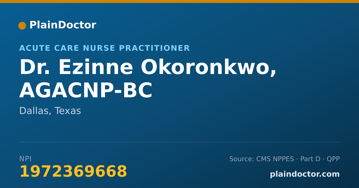 Shareable card for Ezinne Okoronkwo, AGACNP-BC - Acute Care Nurse Practitioner, Dallas, TX