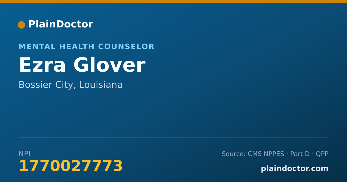 Shareable card for Ezra Glover - Mental Health Counselor, Bossier City, LA
