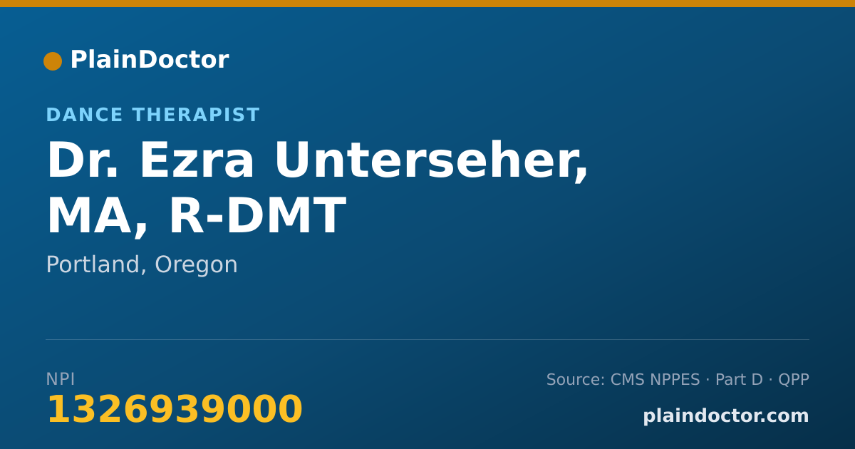 Shareable card for Ezra Unterseher, MA, R-DMT - Dance Therapist, Portland, OR