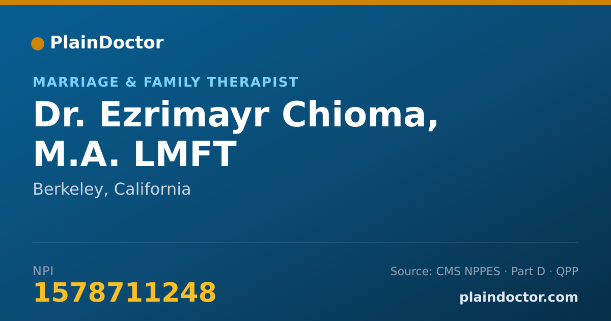 Shareable card for Ezrimayr Chioma, M.A. LMFT - Marriage & Family Therapist, Berkeley, CA