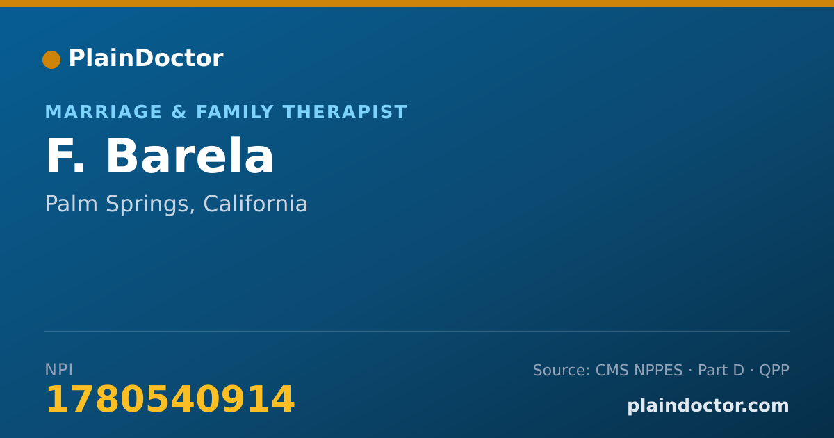 Shareable card for F. Barela - Marriage & Family Therapist, Palm Springs, CA
