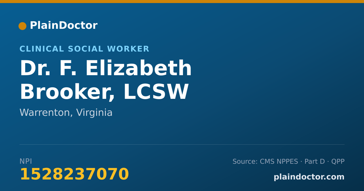 Shareable card for F. Elizabeth Brooker, LCSW - Clinical Social Worker, Warrenton, VA