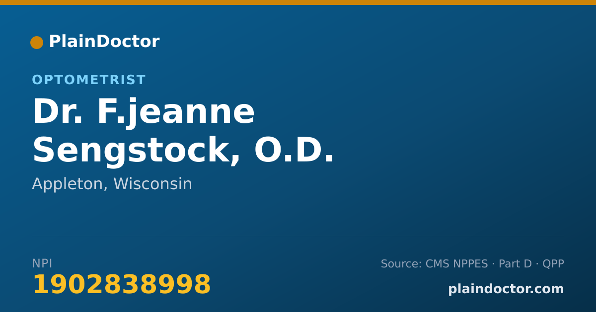Shareable card for F.jeanne Sengstock, O.D. - Optometrist, Appleton, WI