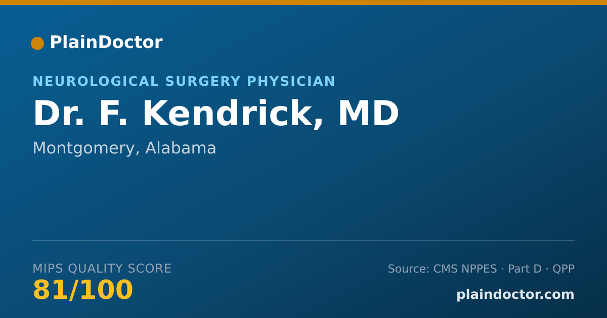 Shareable card for F. Kendrick, MD - Neurological Surgery Physician, Montgomery, AL