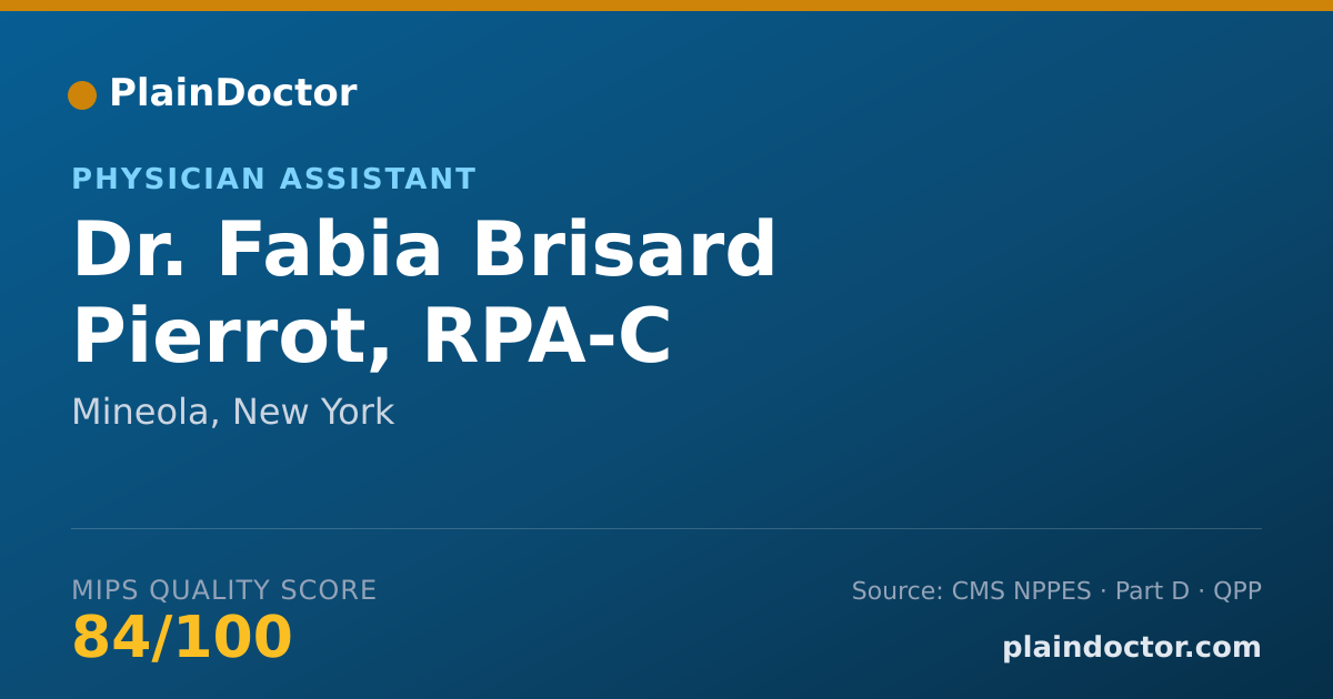 Shareable card for Fabia Brisard Pierrot, RPA-C - Physician Assistant, Mineola, NY