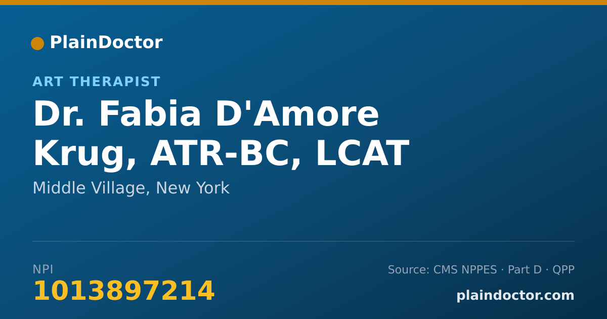 Shareable card for Fabia D'Amore Krug, ATR-BC, LCAT - Art Therapist, Middle Village, NY