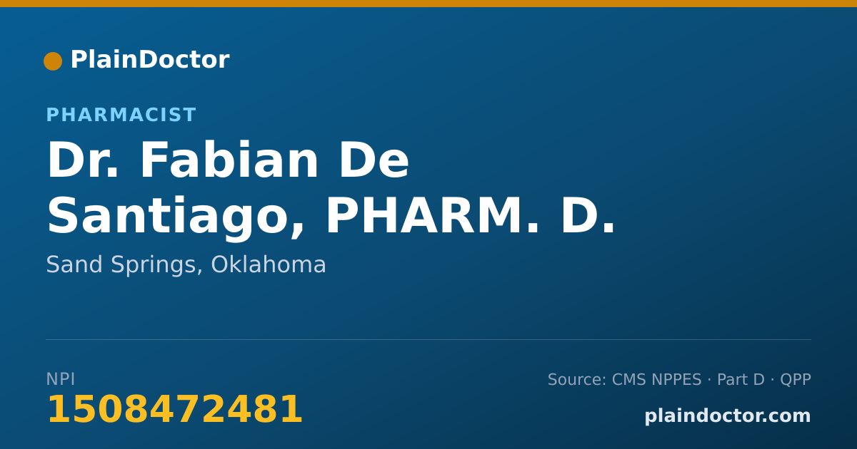 Shareable card for Fabian De Santiago, PHARM. D. - Pharmacist, Sand Springs, OK