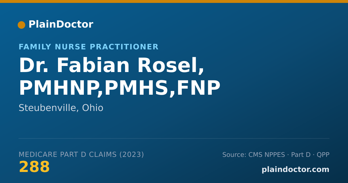 Shareable card for Fabian Rosel, PMHNP,PMHS,FNP - Family Nurse Practitioner, Steubenville, OH