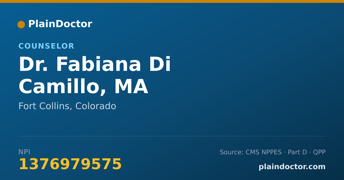 Shareable card for Fabiana Di Camillo, MA - Counselor, Fort Collins, CO