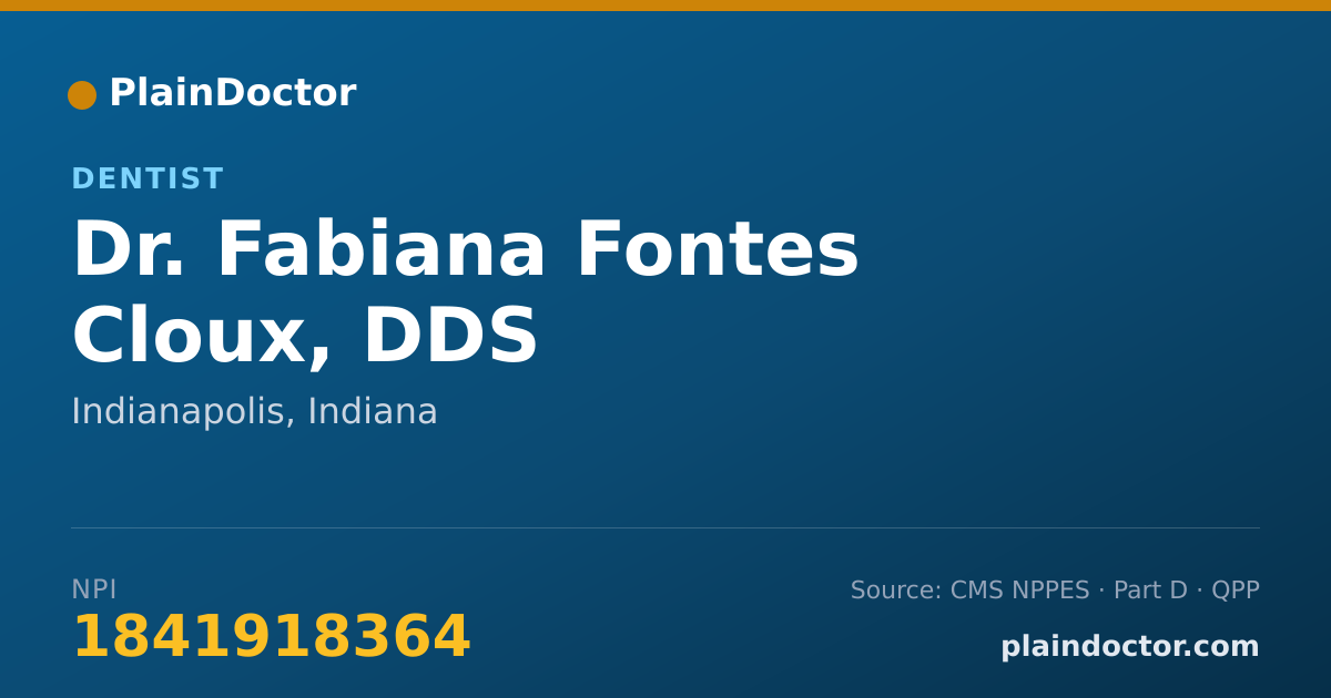 Shareable card for Fabiana Fontes Cloux, DDS - Dentist, Indianapolis, IN