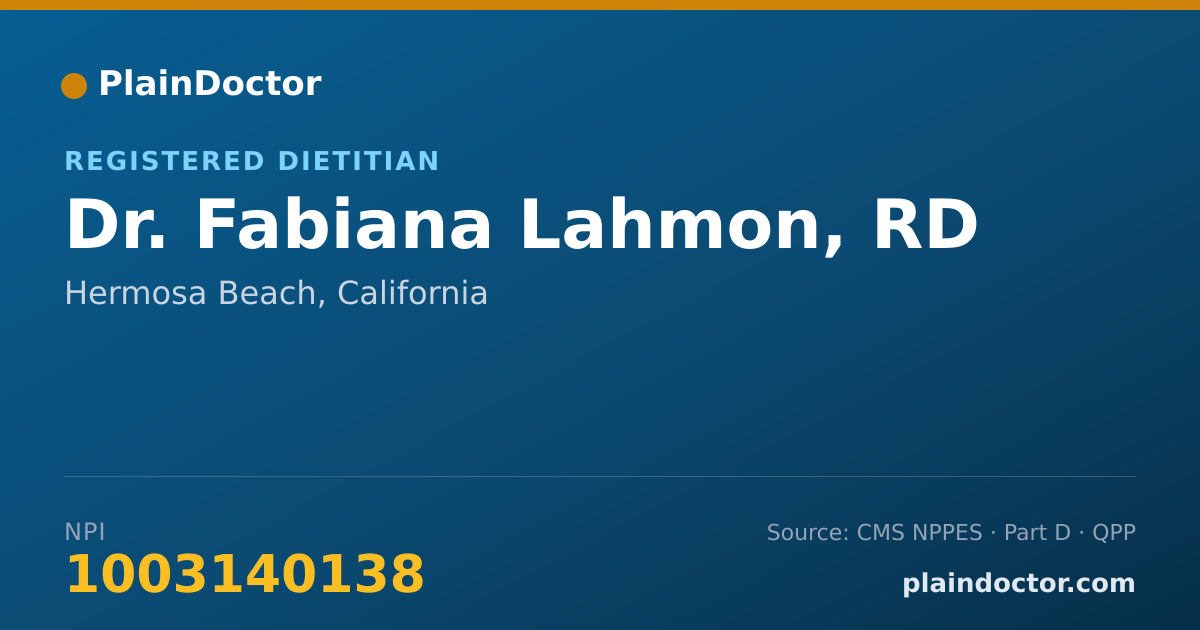 Shareable card for Fabiana Lahmon, RD - Registered Dietitian, Hermosa Beach, CA