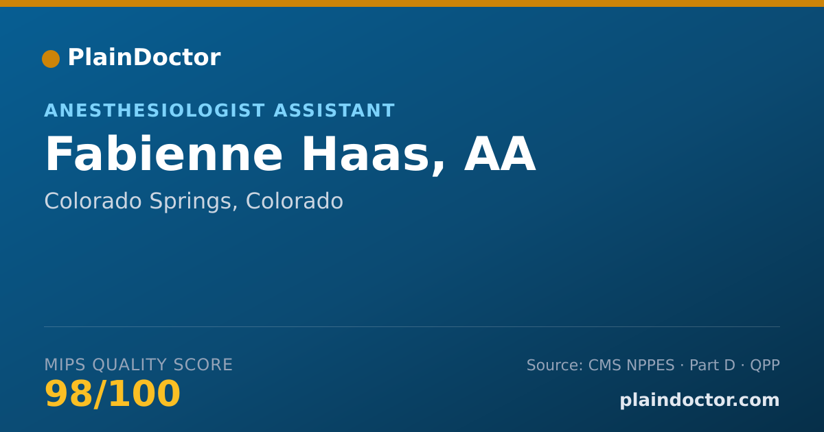 Shareable card for Fabienne Haas, AA - Student in an Organized Health Care Education/Training Program, Colorado Springs, CO