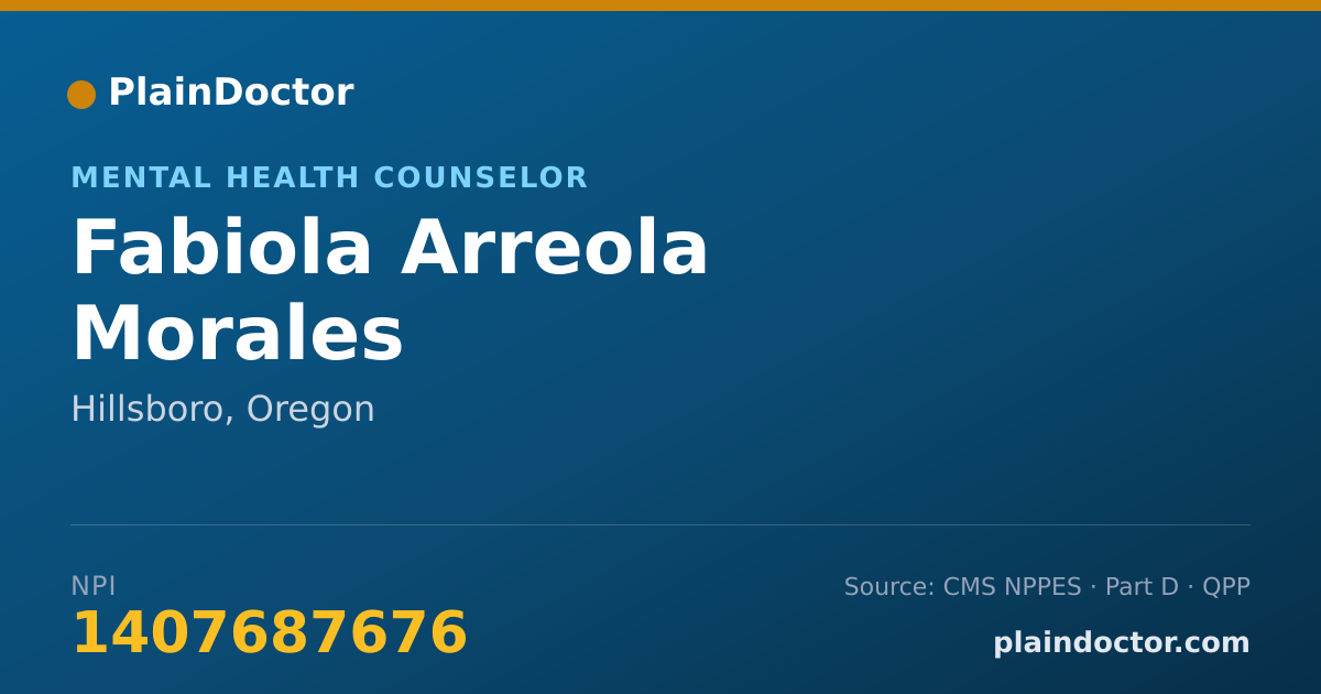 Shareable card for Fabiola Arreola Morales - Mental Health Counselor, Hillsboro, OR