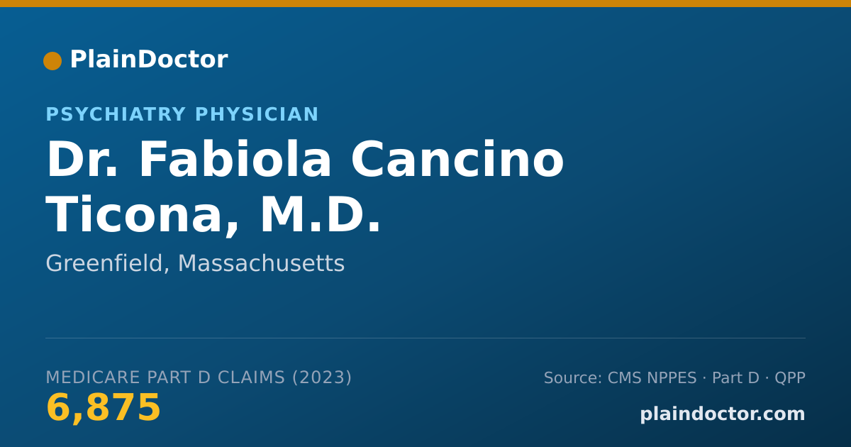Shareable card for Fabiola Cancino Ticona, M.D. - Psychiatry Physician, Greenfield, MA