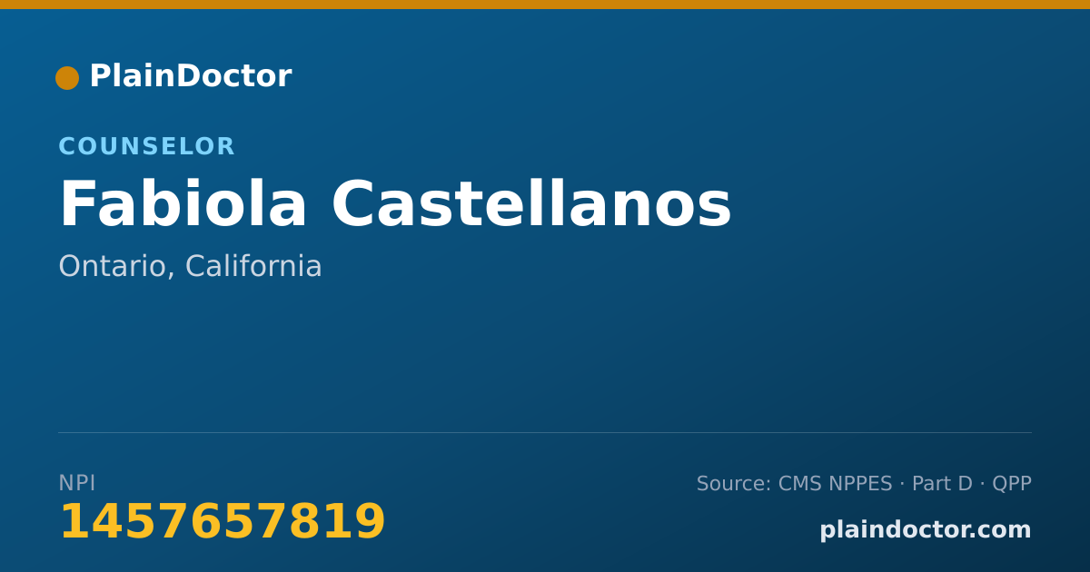 Shareable card for Fabiola Castellanos - Counselor, Ontario, CA
