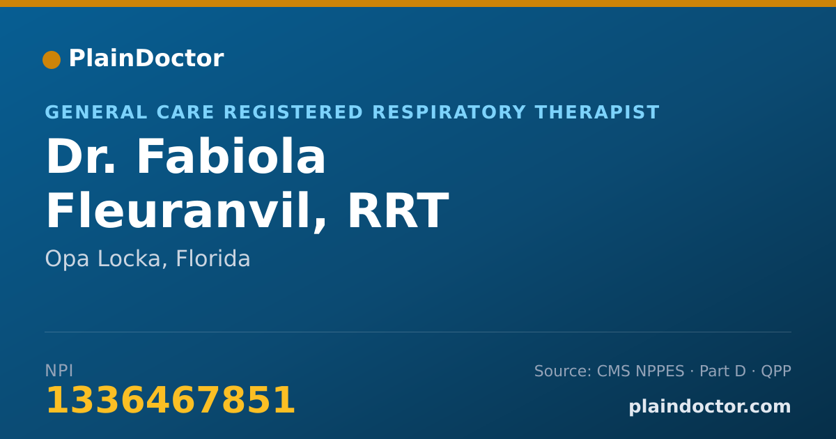 Shareable card for Fabiola Fleuranvil, RRT - General Care Registered Respiratory Therapist, Opa Locka, FL