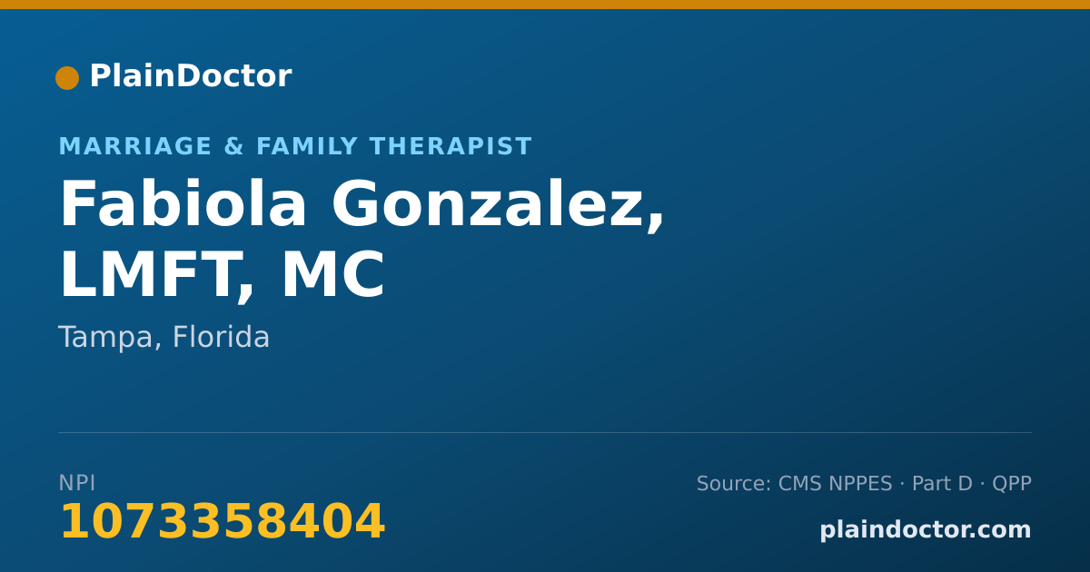 Shareable card for Fabiola Gonzalez, LMFT, MC - Marriage & Family Therapist, Tampa, FL