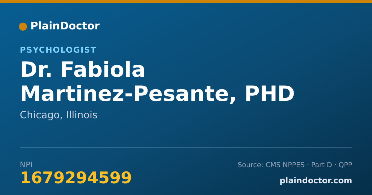 Shareable card for Fabiola Martinez-Pesante, PHD - Psychologist, Chicago, IL