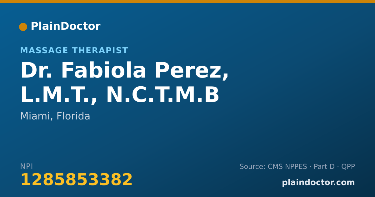 Shareable card for Fabiola Perez, L.M.T., N.C.T.M.B - Massage Therapist, Miami, FL