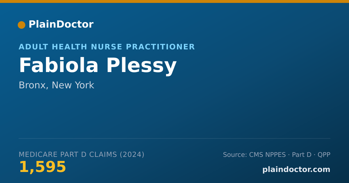 Shareable card for Fabiola Plessy - Adult Health Nurse Practitioner, Bronx, NY