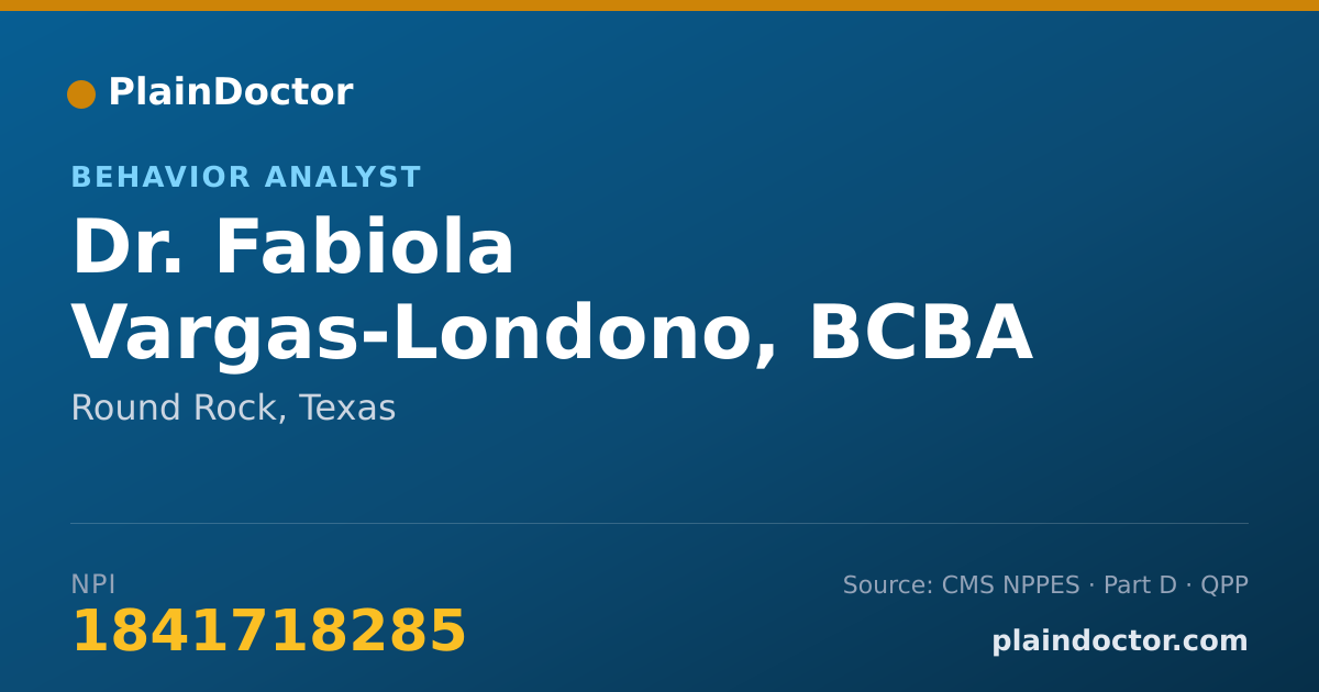 Shareable card for Fabiola Vargas-Londono, BCBA - Behavior Analyst, Round Rock, TX