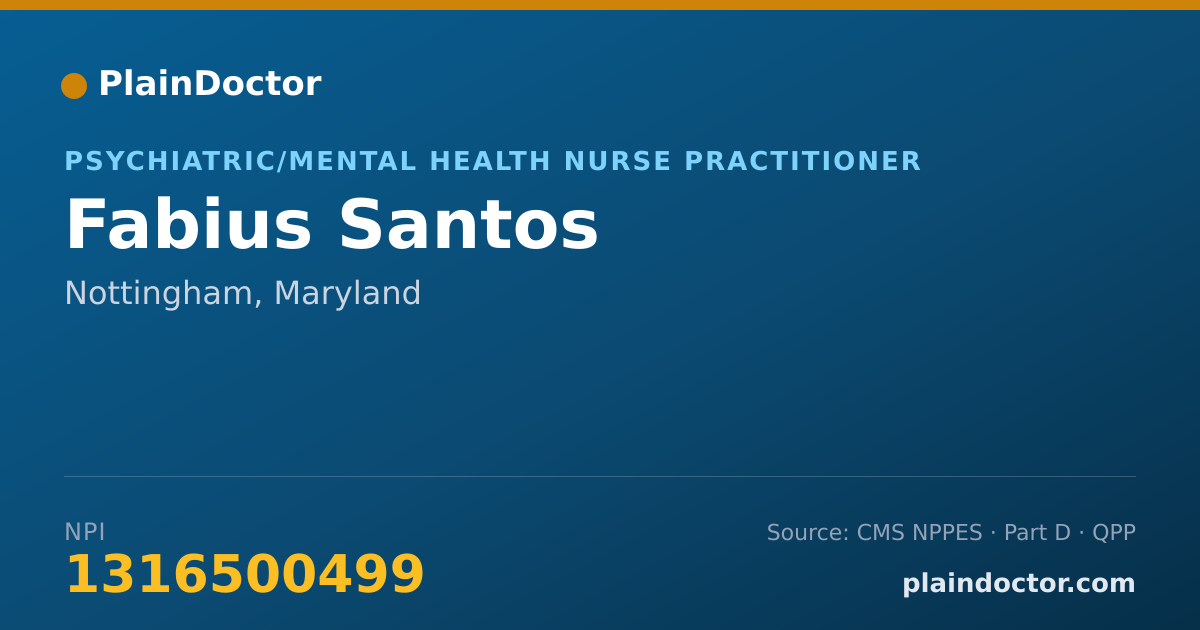 Shareable card for Fabius Santos - Psychiatric/Mental Health Nurse Practitioner, Nottingham, MD