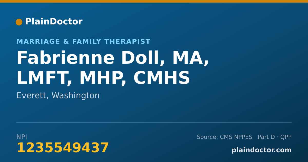 Shareable card for Fabrienne Doll, MA, LMFT, MHP, CMHS - Marriage & Family Therapist, Everett, WA