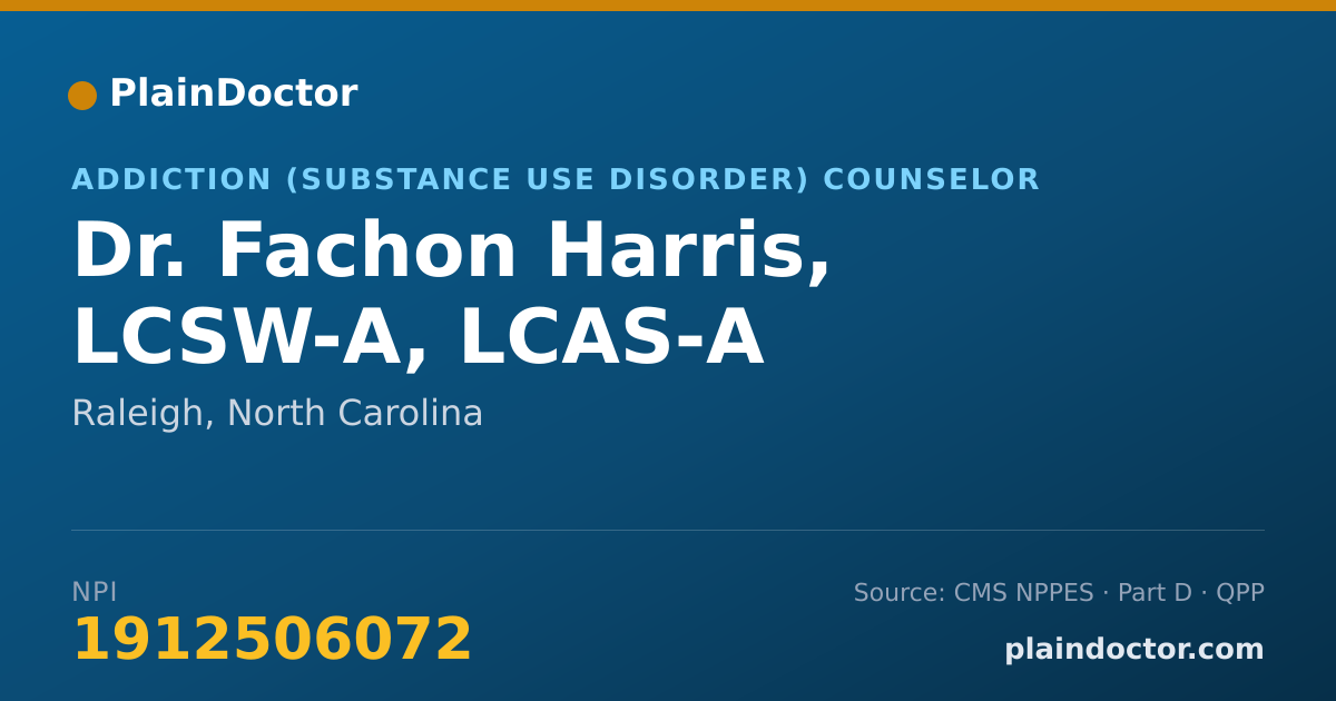 Shareable card for Fachon Harris, LCSW-A, LCAS-A - Addiction (Substance Use Disorder) Counselor, Raleigh, NC