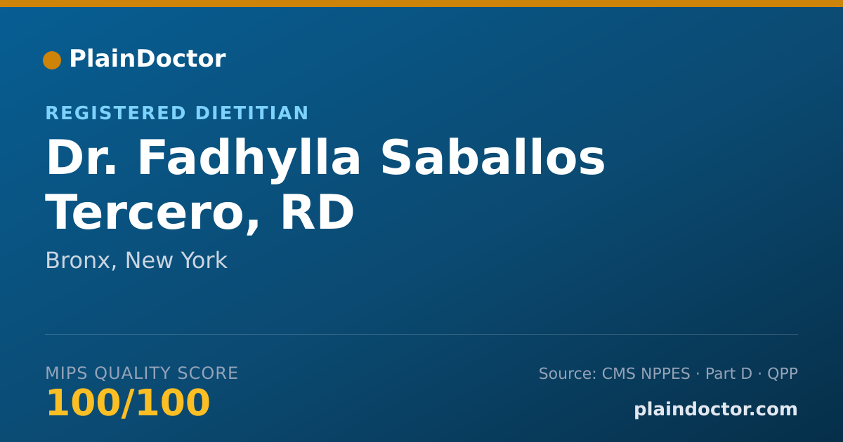 Shareable card for Fadhylla Saballos Tercero, RD - Registered Dietitian, Bronx, NY