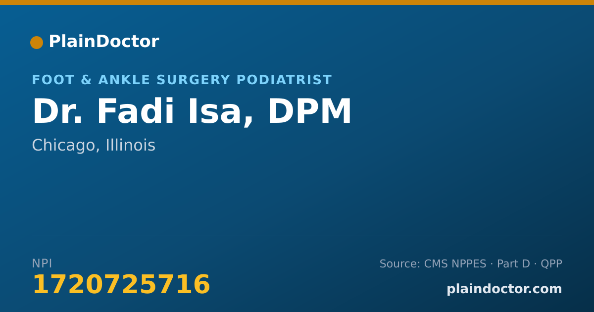 Shareable card for Fadi Isa, DPM - Foot & Ankle Surgery Podiatrist, Chicago, IL