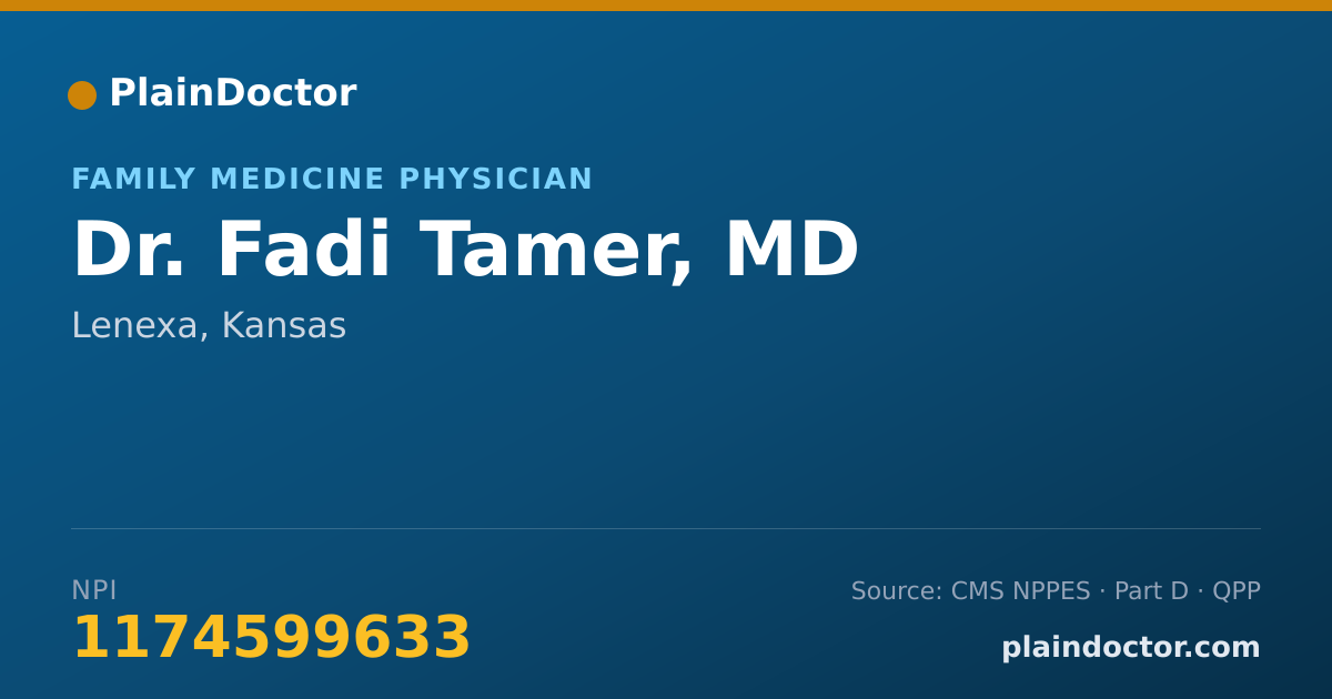 Shareable card for Fadi Tamer, MD - Family Medicine Physician, Lenexa, KS