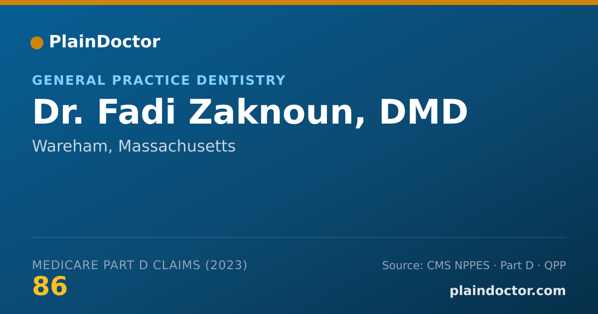 Shareable card for Fadi Zaknoun, DMD - General Practice Dentistry, Wareham, MA