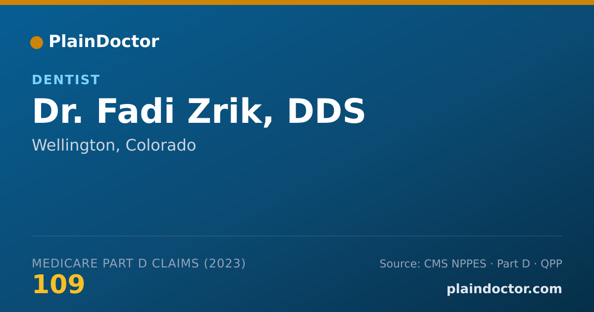 Shareable card for Fadi Zrik, DDS - Dentist, Wellington, CO