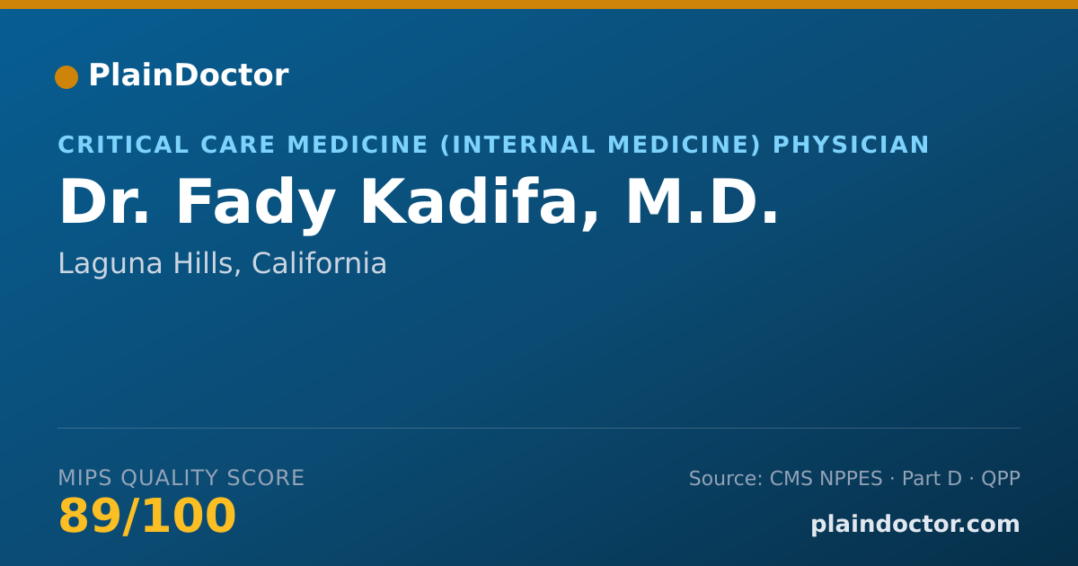 Shareable card for Fady Kadifa, M.D. - Critical Care Medicine (Internal Medicine) Physician, Laguna Hills, CA