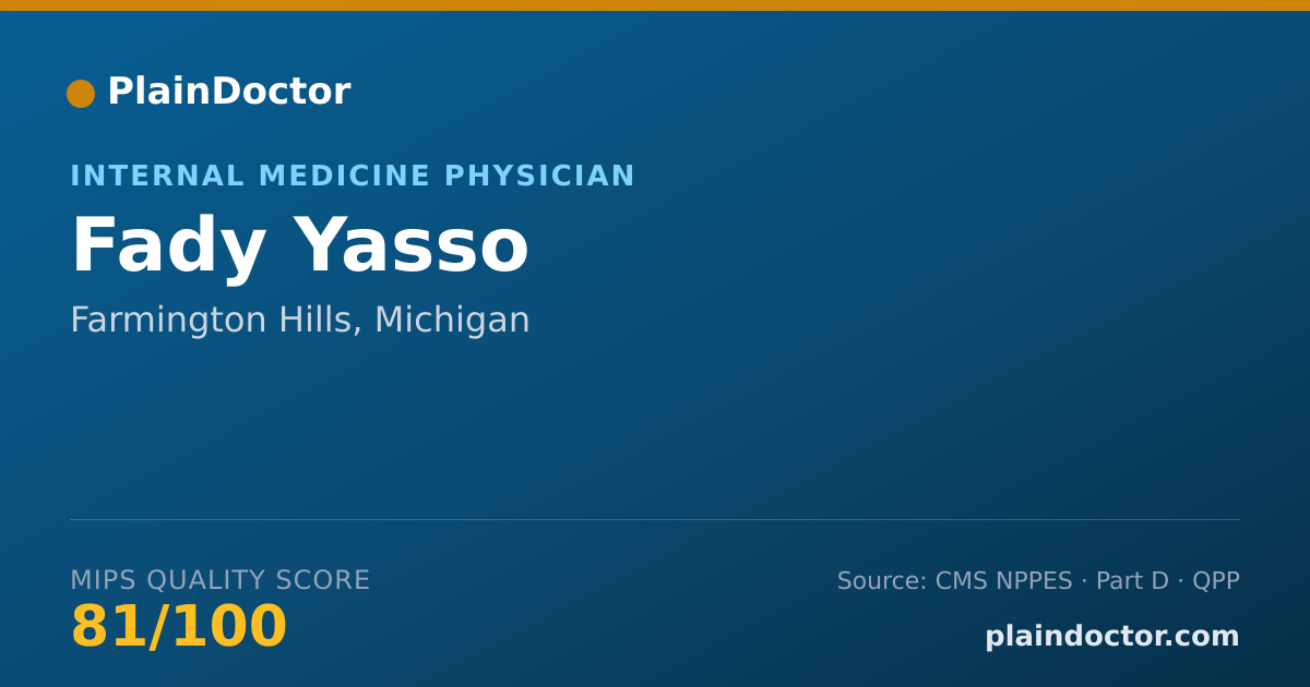 Shareable card for Fady Yasso - Internal Medicine Physician, Farmington Hills, MI