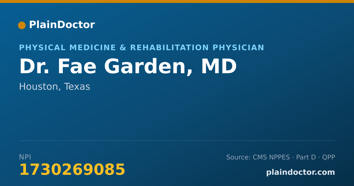 Shareable card for Fae Garden, MD - Physical Medicine & Rehabilitation Physician, Houston, TX