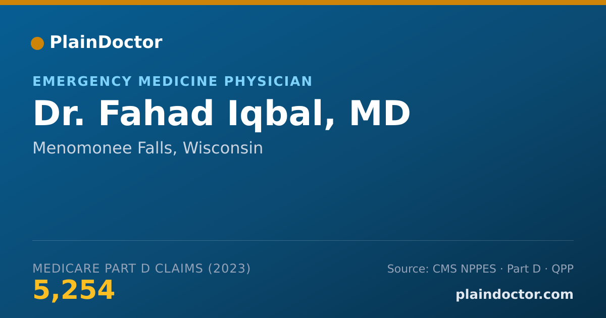 Shareable card for Fahad Iqbal, MD - Emergency Medicine Physician, Menomonee Falls, WI