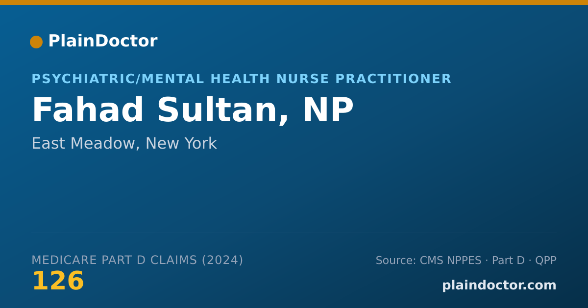 Shareable card for Fahad Sultan, NP - Psychiatric/Mental Health Nurse Practitioner, East Meadow, NY