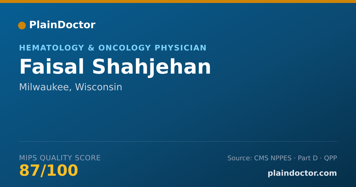 Shareable card for Faisal Shahjehan - Hematology & Oncology Physician, Milwaukee, WI